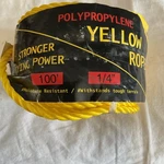100 Ft Twisted Polypropylene Rope 1/4" Yellow Cord. Fixed Price $10.00.