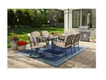 7-PIECE Outdoor Patio Dining Table Chairs Set Dark Brown Steel Cushions Swivel. Fixed Price $648.00.