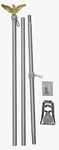 6 Ft Silver Aluminum Flag Pole Gold Eagle Top Wall Mount Bracket. Fixed Price $17.76.