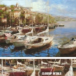 40W"X30H" Harbor Bay By Furtesen - Shoreline Boats Lake Dock Choices Of Canvas. Fixed Price $389.00.