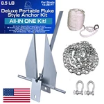 Deluxe Portable 8.5 Lb Fluke Style Anchor Kit For 15 - 24 Boat By Marinenow. Fixed Price $132.98.