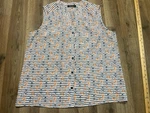 Nine West Tank Top, Women's Size 14, White Blue Orange Anchors Button Up. Fixed Price $19.99.