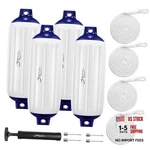 Boat Fenders 4 Pack 8.5 X 27 Inches Ribbed Twin Eyes Santorini Blue&white. Fixed Price $233.83.