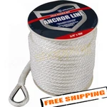 Attwood 11724-1 3/8" X 100' Polypropylene Solid Braid Anchor Line With Thimble. Fixed Price $38.40.