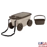 Outdoor Garden Scooter Rolling Cart W/ Storage Kneeling Pad Cup Holders New. Fixed Price $53.19.