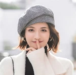 Women Winter Autumn Warm Check Pattern French Artist Round Beret Hat Cap Beanie. Fixed Price $19.15.