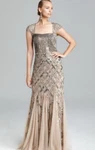 Nwts Adrienne Papell Sequined Gown,sz 14, Cap Sleeve ,art Deco,square Neck, Gold. Fixed Price $129.00.
