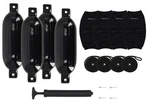 Rockville FEN465-BLACK Boat Fender Package Bumpers 6.5"X23", Covers, Lines. Fixed Price $89.95.
