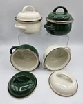 Megaware Spain .5 Quart Enamelware Mini Dutch Ovens & Lids White Hunter Green. Fixed Price $39.95.