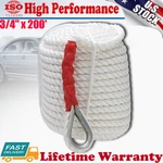 3/4"X200' 12592LB Nylon Anchor Boat/sailboat Rope Twisted Three Strand & Thimble. Fixed Price $79.59.