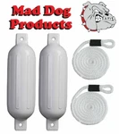 Pack White 6.5 X 23 Inflatable Boat Fender Buoys & Lines - Made Usa. Fixed Price $34.99.