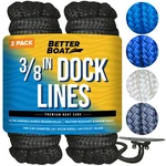 2 Pack 3/8"X15FT Black Double Braided Nylon Dock Lines With Loop Mooring Rope. Fixed Price $37.07.