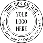 Custom Logo Double Round Border 3 Lines Of Text Self-inking Stamper. Fixed Price $24.99.