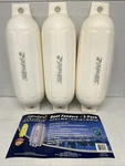 New Sidewind Marine Pvc Ribbed Boat Fenders White 5.5" X 20" Dock Edge 3 Pack. Fixed Price $28.00.