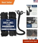 Double Braid Nylon Dock Lines 15FT Soft, Strong, 2-PACK Boat Ropes With Loops. Fixed Price $50.89.