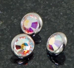 3 Pc 14G 4MM Aurora Borealis Cz Dome Surgical Steel Dermal Anchor Top Heads. Fixed Price $11.95.
