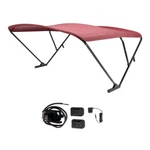 Sureshade Battery Powered Bimini - Black Anodized Frame & Burgundy Fabric. Fixed Price $1659.00.