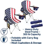 Folding Camping Chair Heavy Duty Padded W/ Cooler Bag Cup Holder Outdoor Portabl. Fixed Price $69.97.