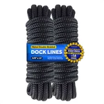 Lines 2 Pack 3/8 Inch X 15 Feet Marine Boat Docking Rope Line, Black. Fixed Price $30.50.