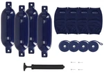 Rockville FEN465-NAVY Blue 4-PACK 6.5" Boat Fender PACKAGE+4 COVERS+4 10' Lines. Fixed Price $89.95.