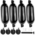 Boat Fenders 6.5X23 Black Ribbed 4 Pack Marine Bumpers For Docking. Fixed Price $59.80.