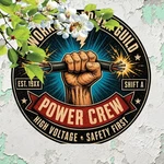 Electrician Brotherhood Aluminum Foil Style Round Metal Tin Sign 8X8. Fixed Price $10.44.