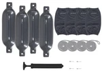 Rockville FEN465-GREY Boat Fender Package Bumpers 6.5"X23", Covers, Lines. Fixed Price $89.95.