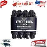 Boat Fender Lines - 4 Pack Bumper Rope Dock 6' X 3/8" Premium Double Bra. Fixed Price $41.24.