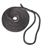 Double Braided 740LB Cap 3/8" Diameter 15' Length Black Nylon Boat Dock Line. Fixed Price $24.95.