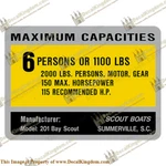 Scout Capacity Plate Decals Boat Maximum Occupancy (multiple Variations). Fixed Price $34.99.