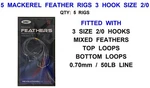 5 Ngt Mackerel Rigs 3 Hook Size 2/0 Boat Sea Fishing Lures Cod Feathers. Fixed Price $9.26.