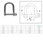 Marine Boat Stainless Steel T316 Wide Shackle With Screw Pin. Fixed Price $12.99.