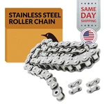 #40SS Stainless Steel Roller Chain X 10 Feet + 2 Connecting Links. Fixed Price $55.45.