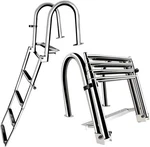 Stainless Steel 4 Step Folding Marine Ladder Heavy Duty Telescoping Silver. Fixed Price $219.35.